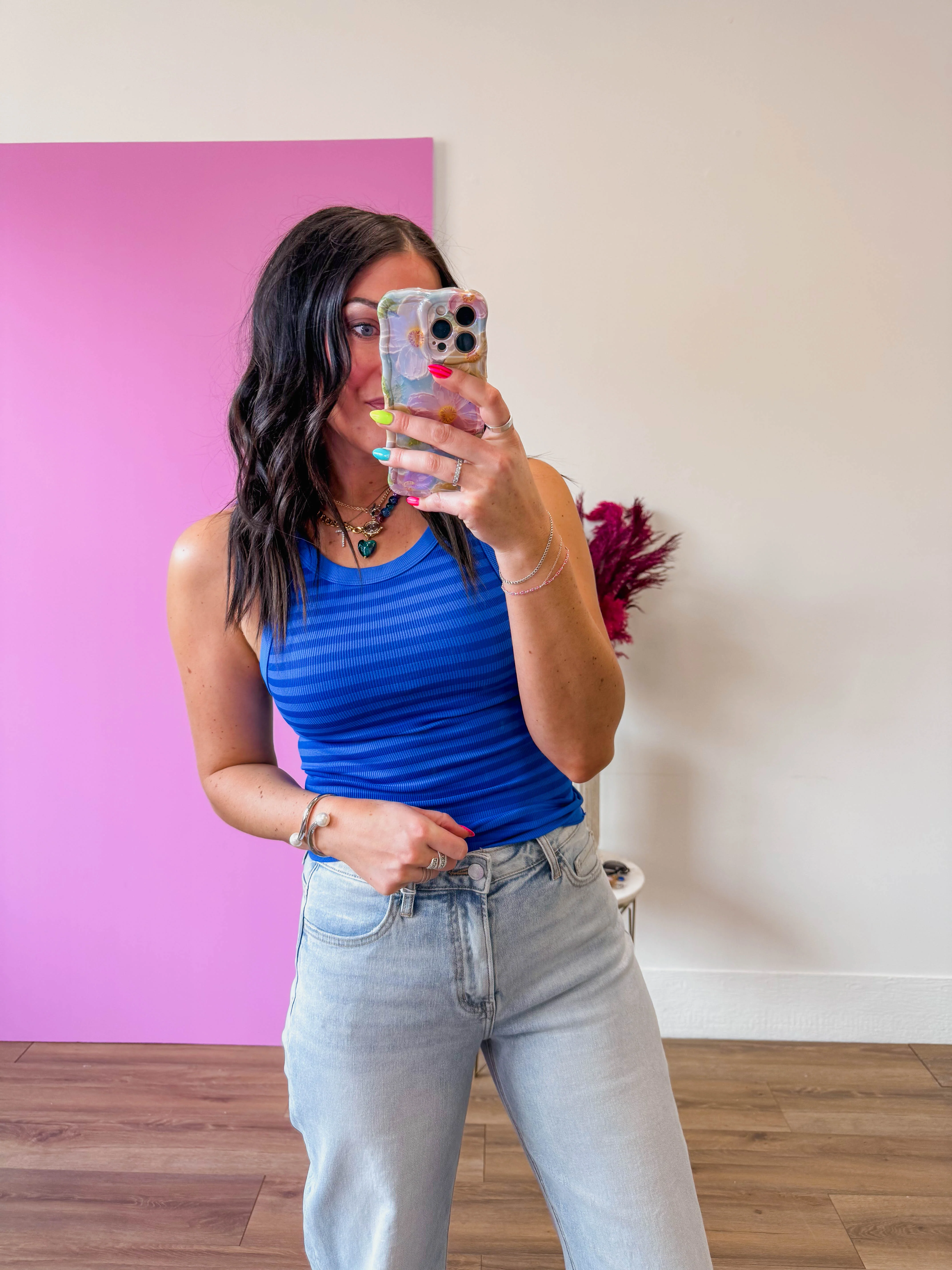 Cool Girl Striped Tank-Royal Blue - Image 4