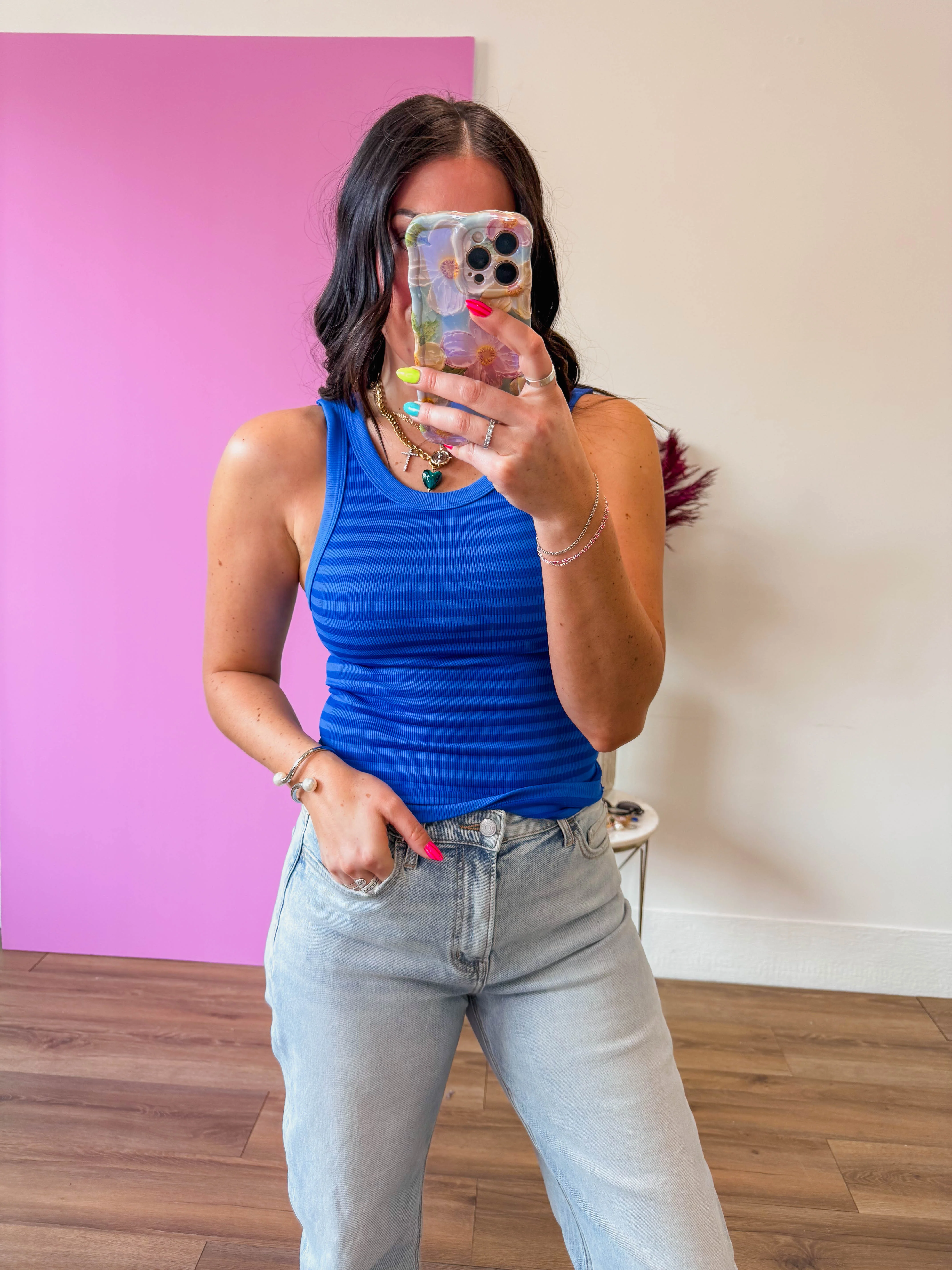 Cool Girl Striped Tank-Royal Blue - Image 6