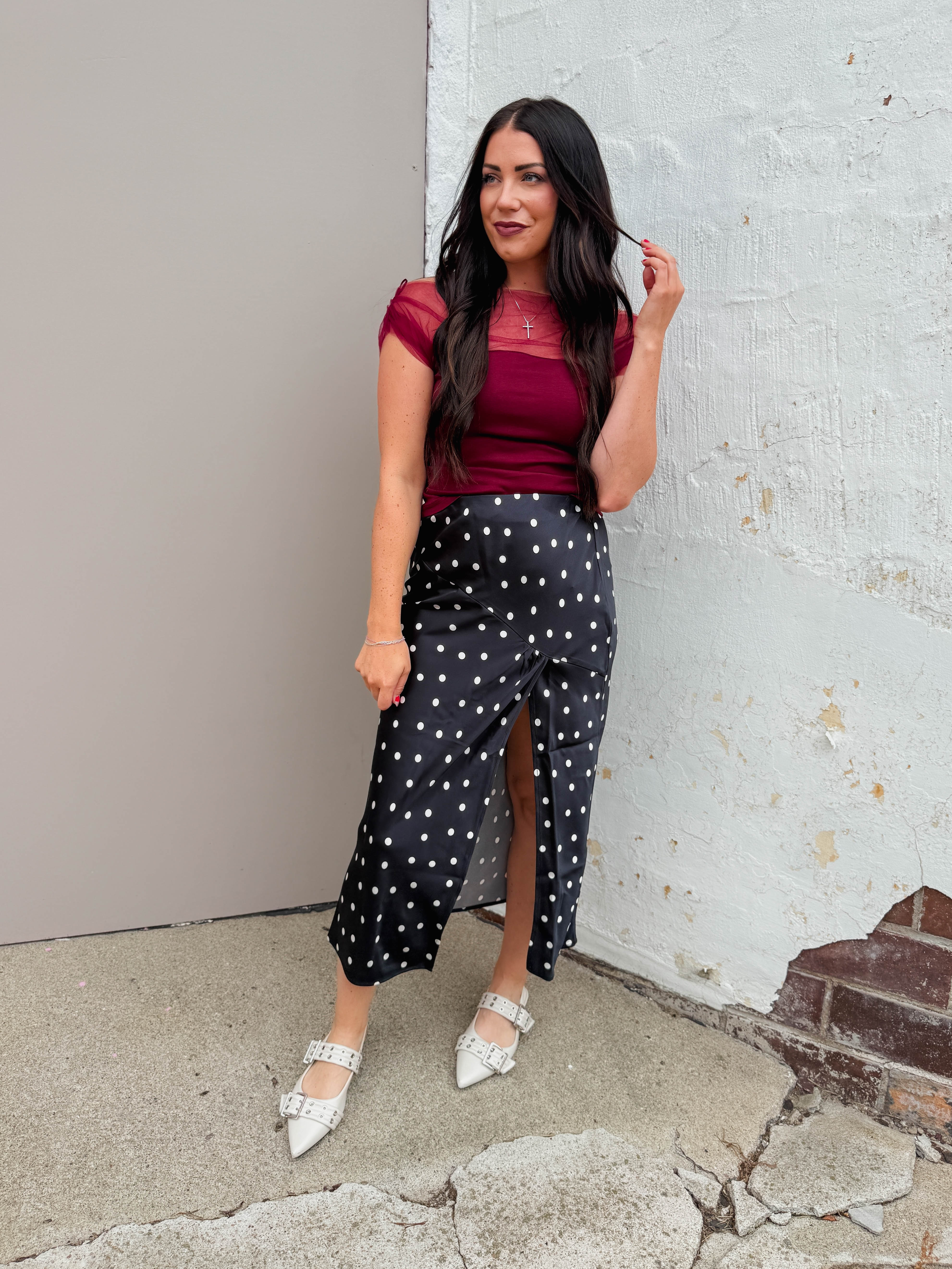 Darrian Polka Dot Midi Skirt - Image 4