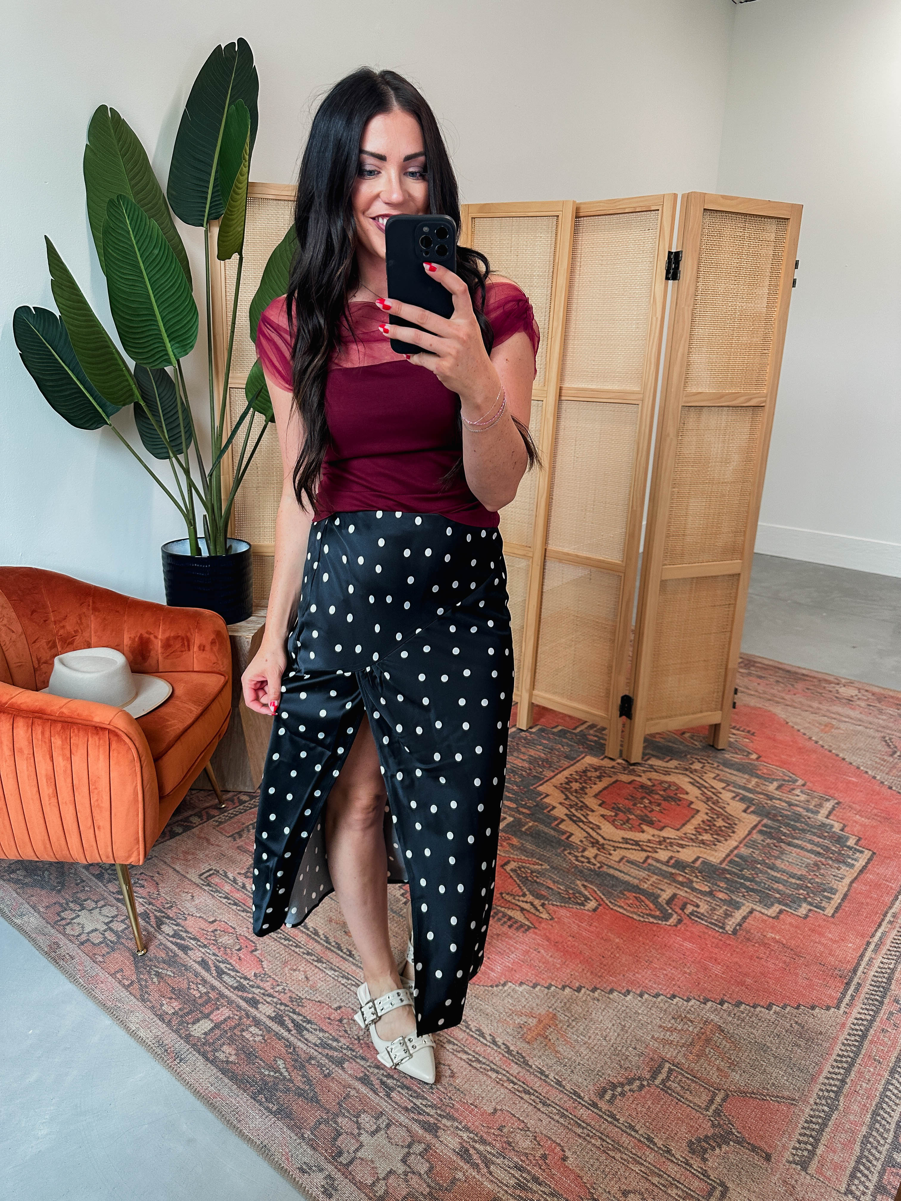 Darrian Polka Dot Midi Skirt - Image 7