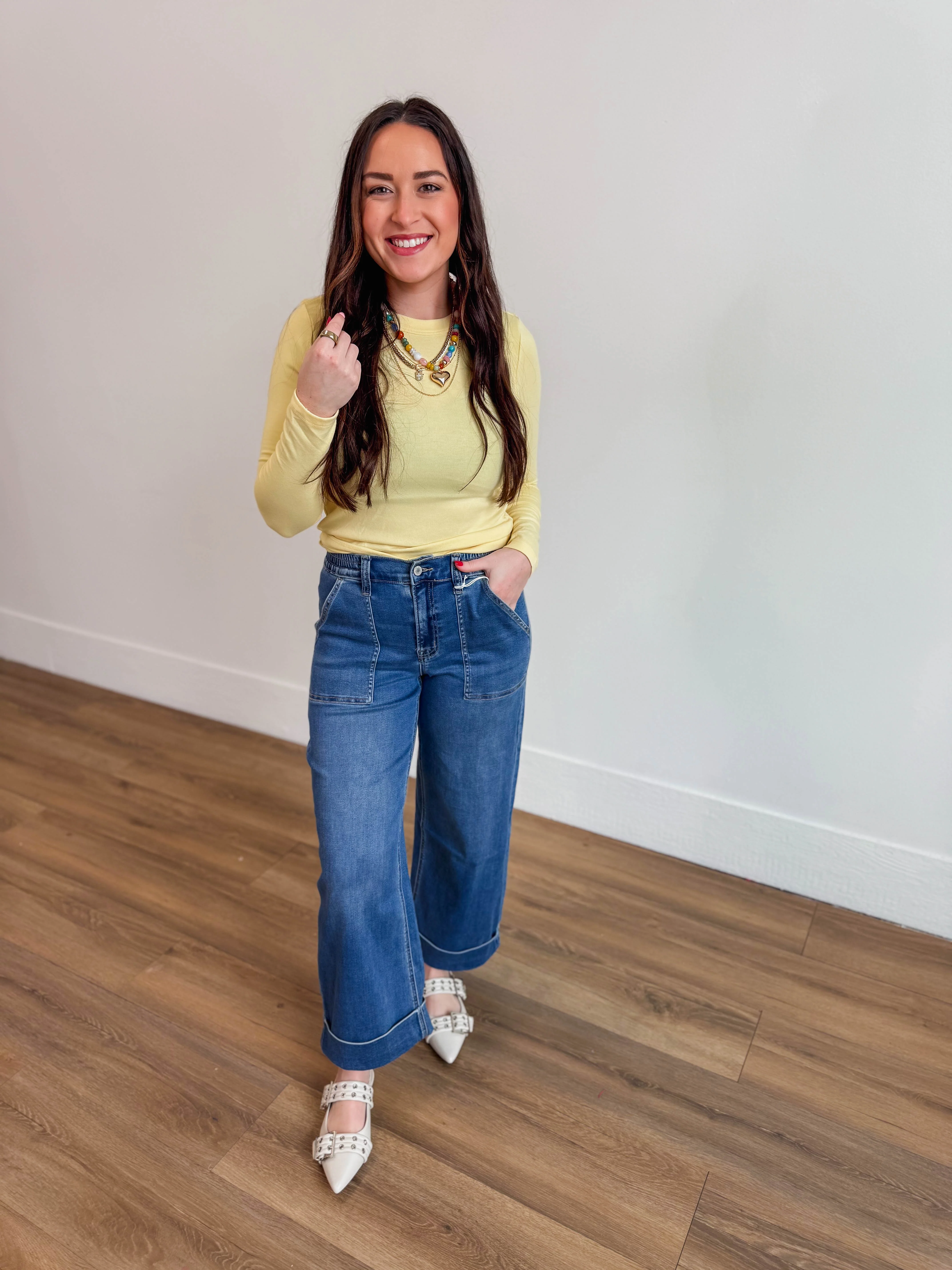 Blakely High Rise Wide Leg Denim-Dark - Image 3