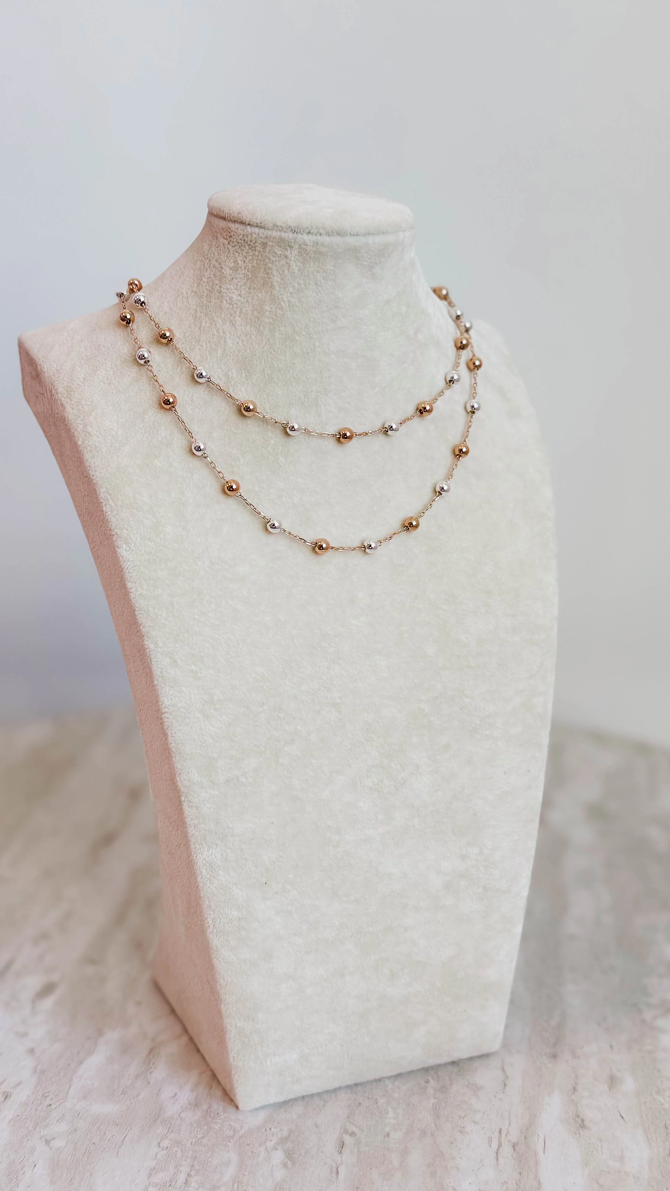 Gold & Silver Layered Beaded Necklace - Image 3