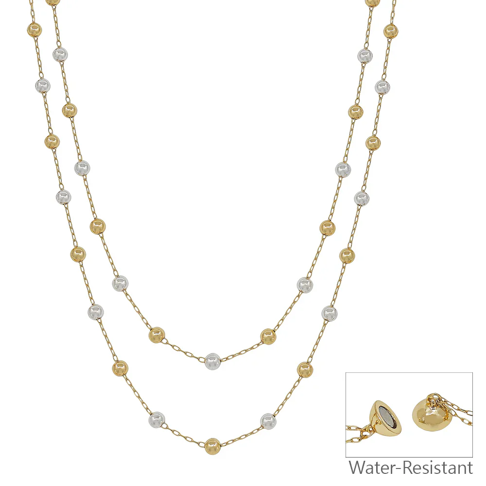 Gold & Silver Layered Beaded Necklace - Image 4