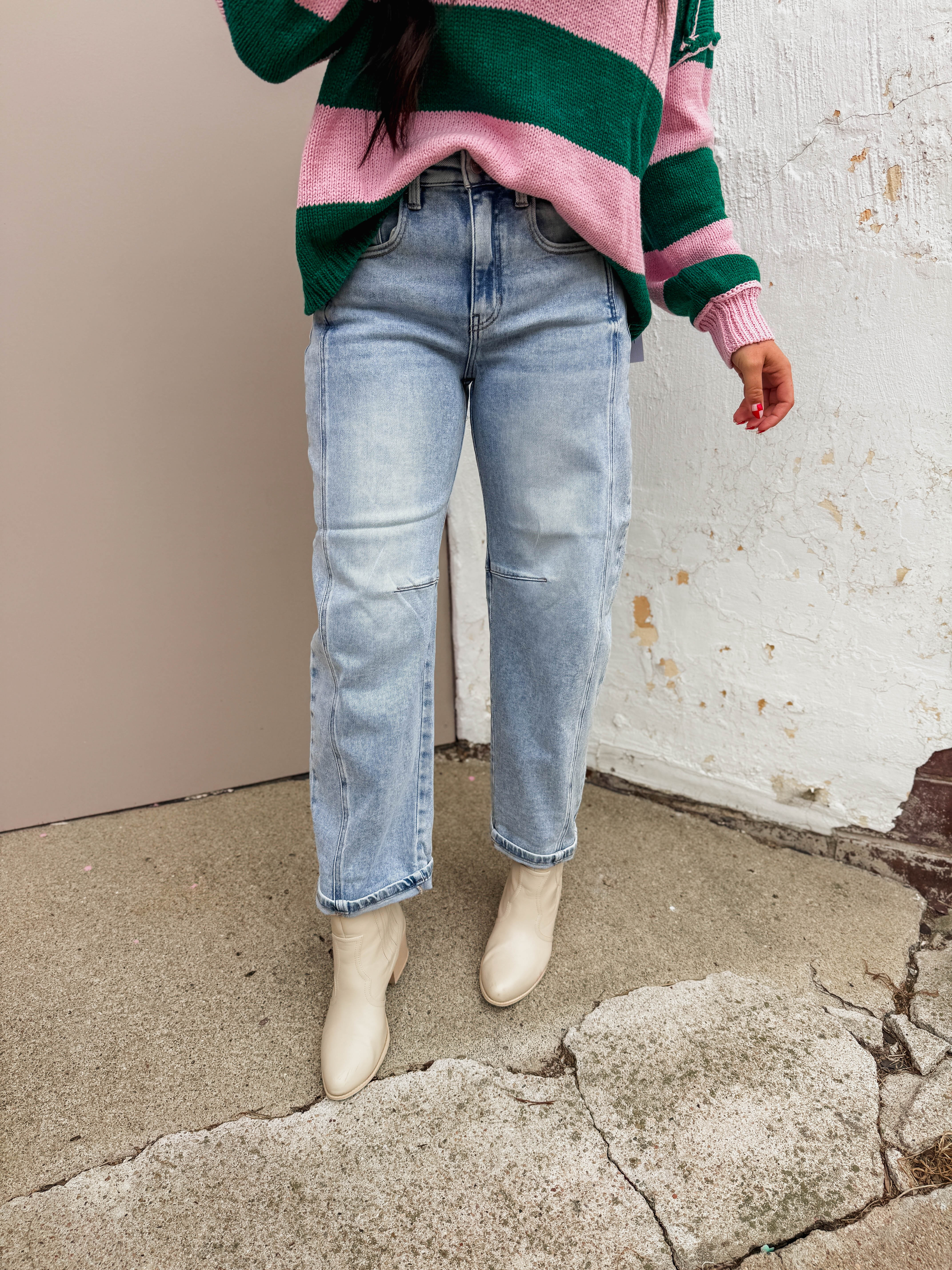 Kam High Rise Boyfriend Barrel Denim-Light Wash - Image 14