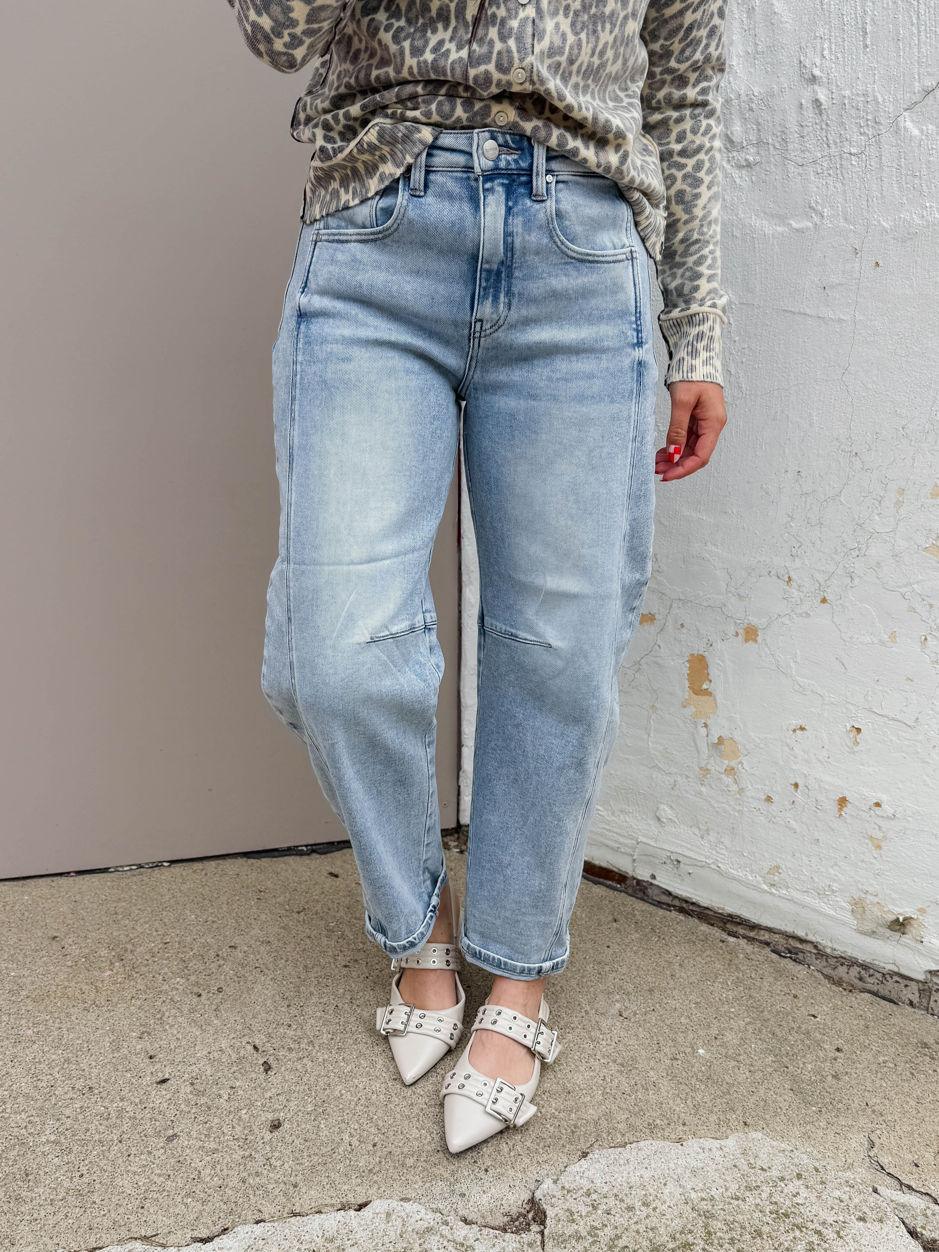 Kam High Rise Boyfriend Barrel Denim-Light Wash - Image 16