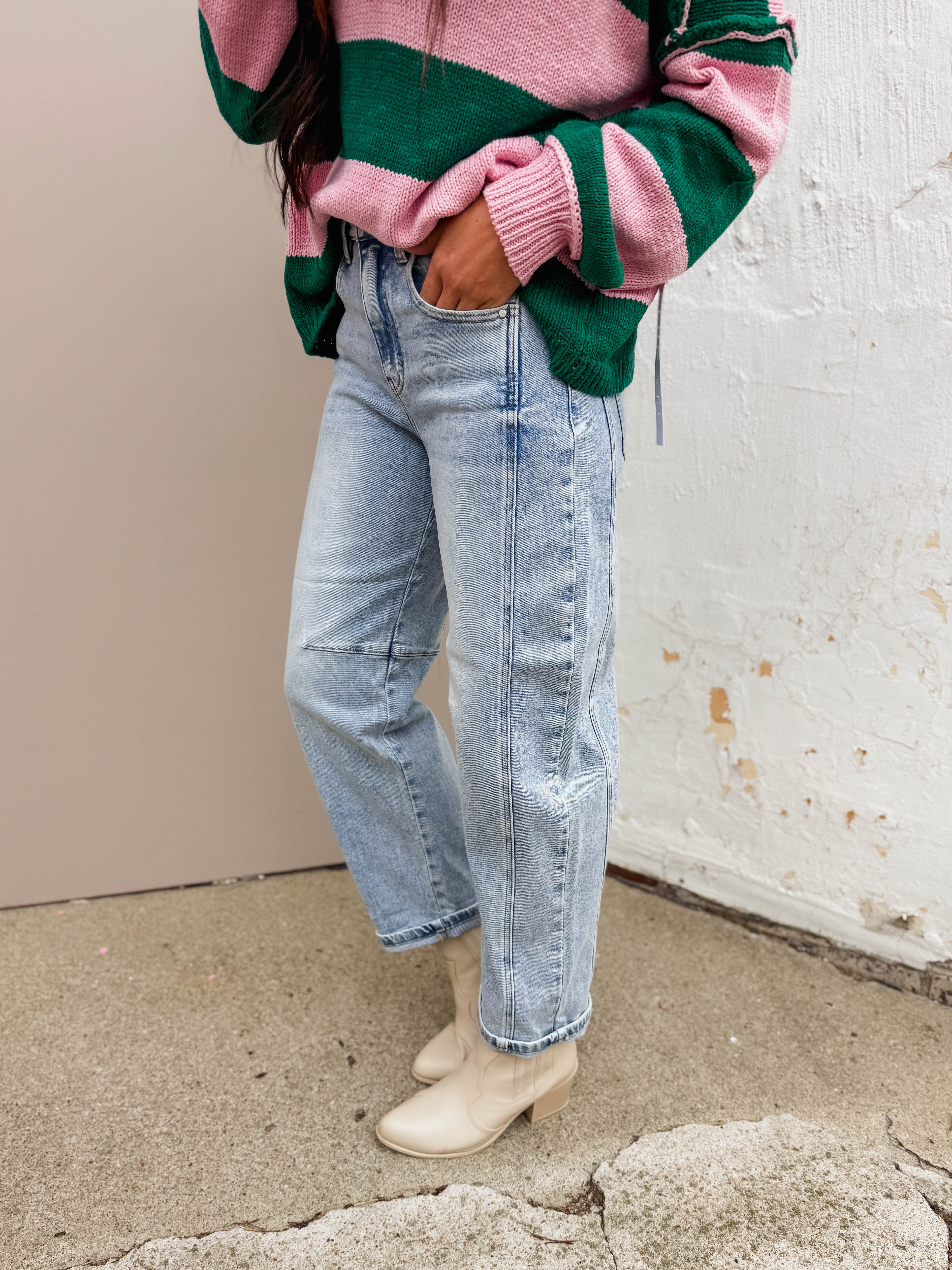 Kam High Rise Boyfriend Barrel Denim-Light Wash - Image 18