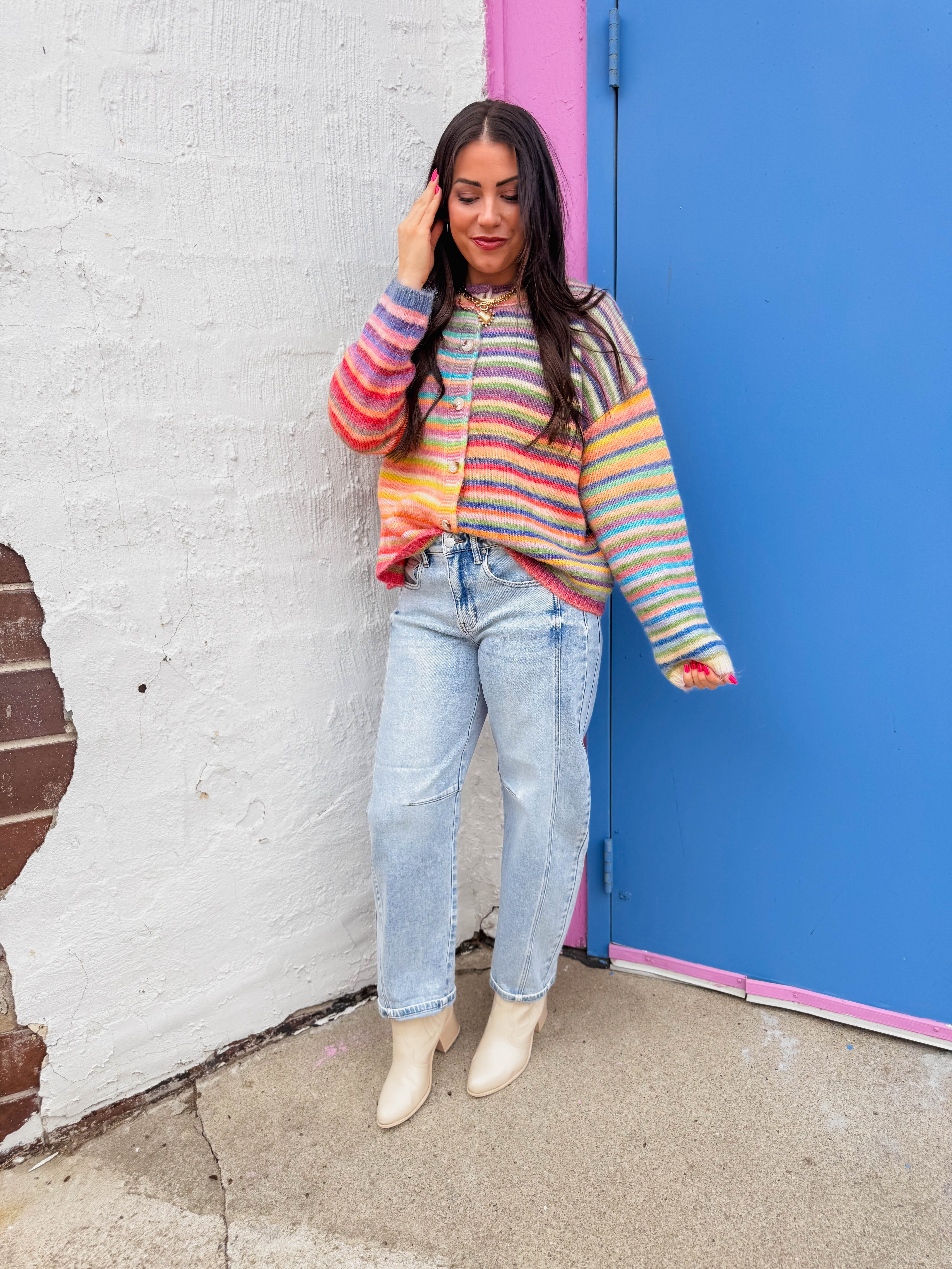 Kam High Rise Boyfriend Barrel Denim-Light Wash - Image 6