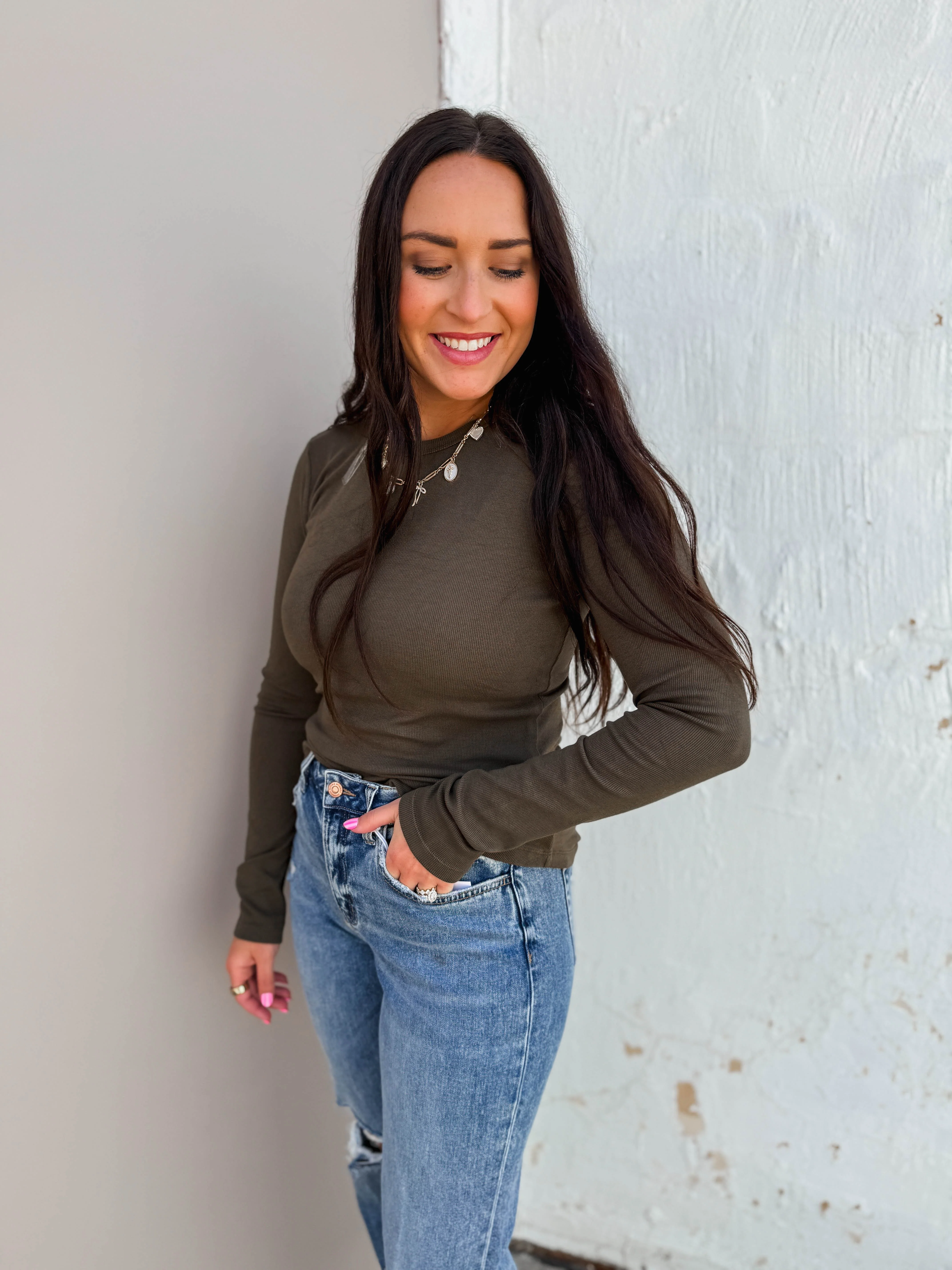 Lea Long Sleeve Top-Olive - Image 4