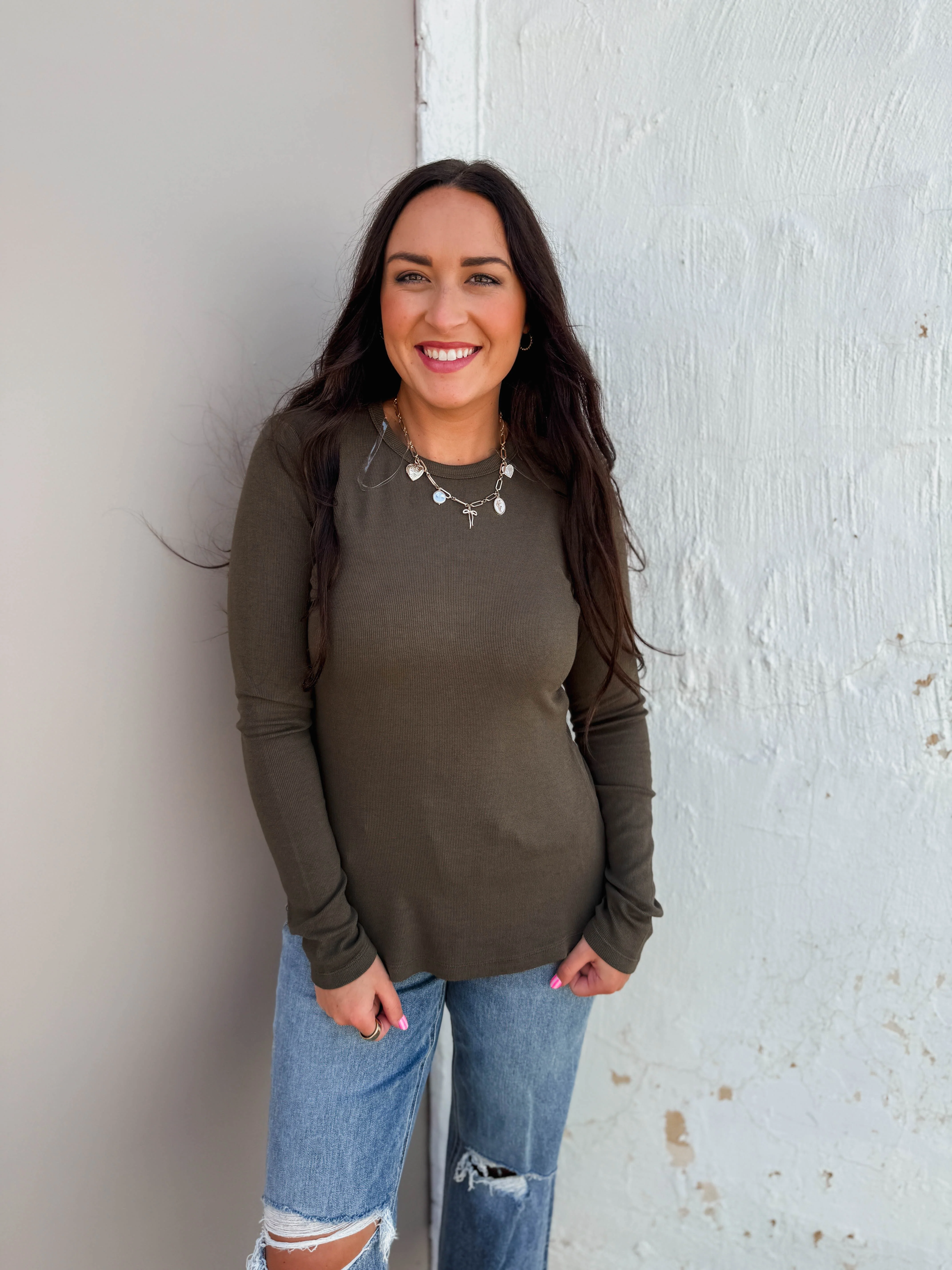 Lea Long Sleeve Top-Olive - Image 6