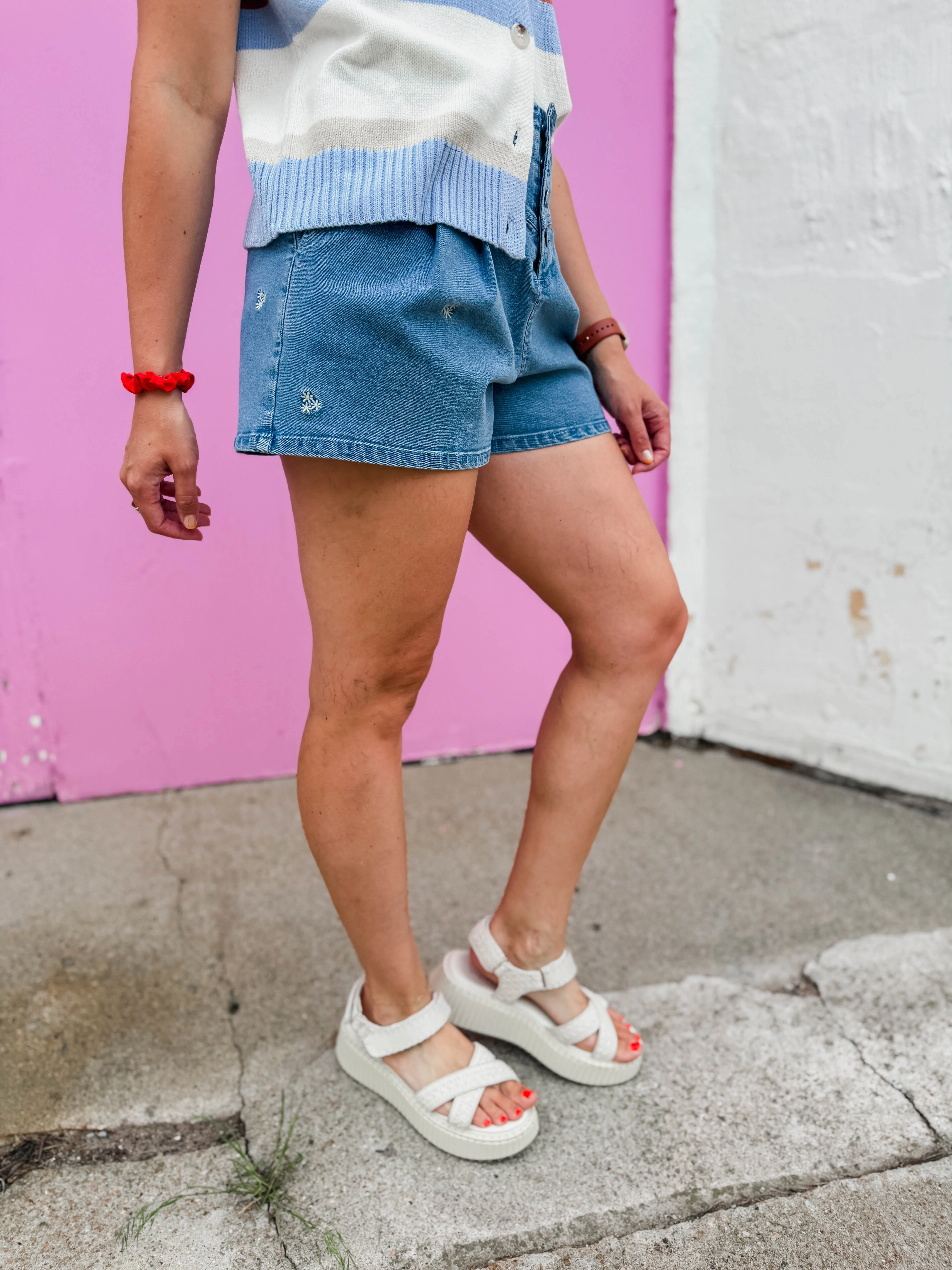 Lilly Embroidered Denim Shorts - Image 3