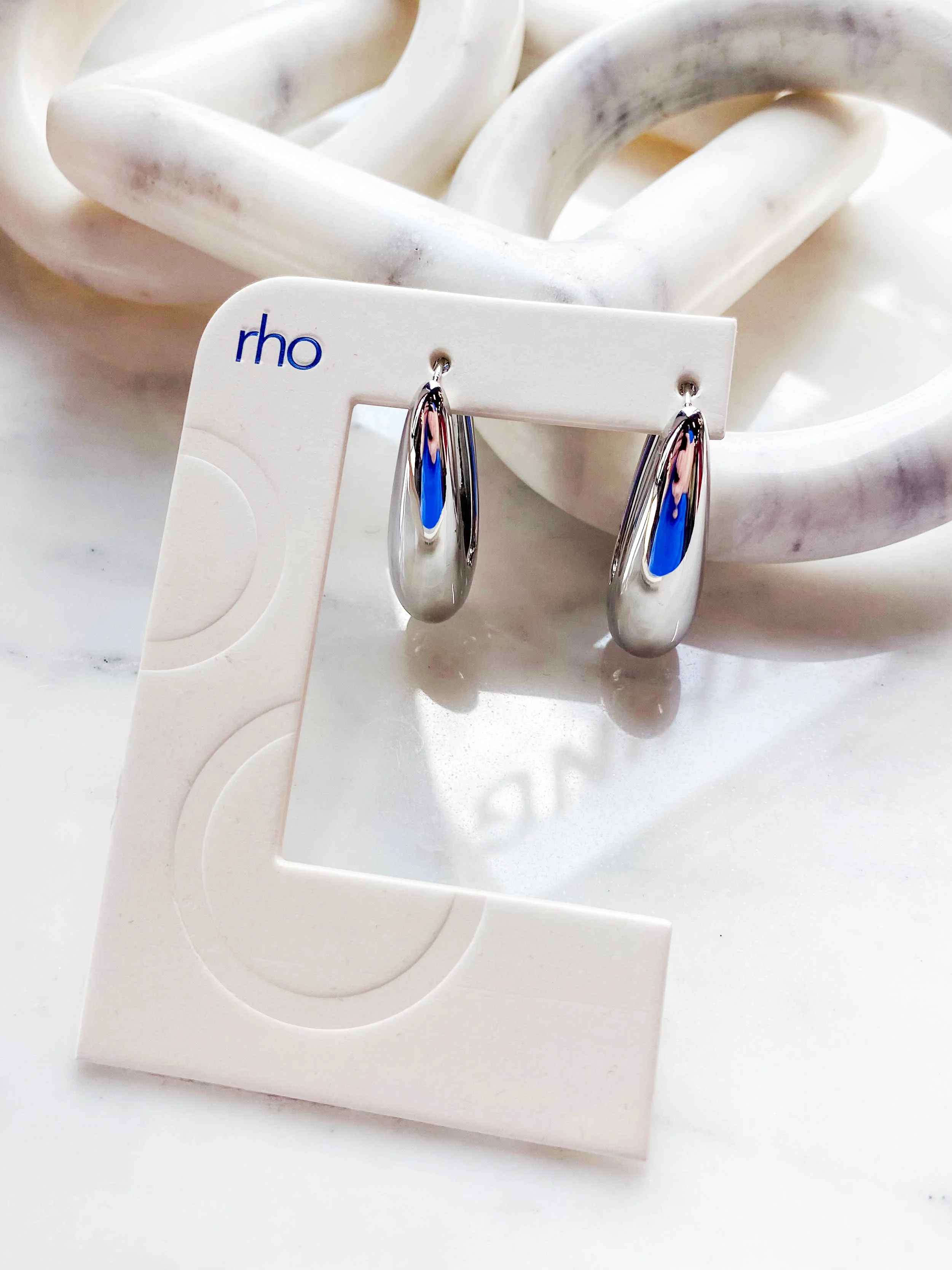 Mega Teardrop Hoop Earring-Silver - Image 3