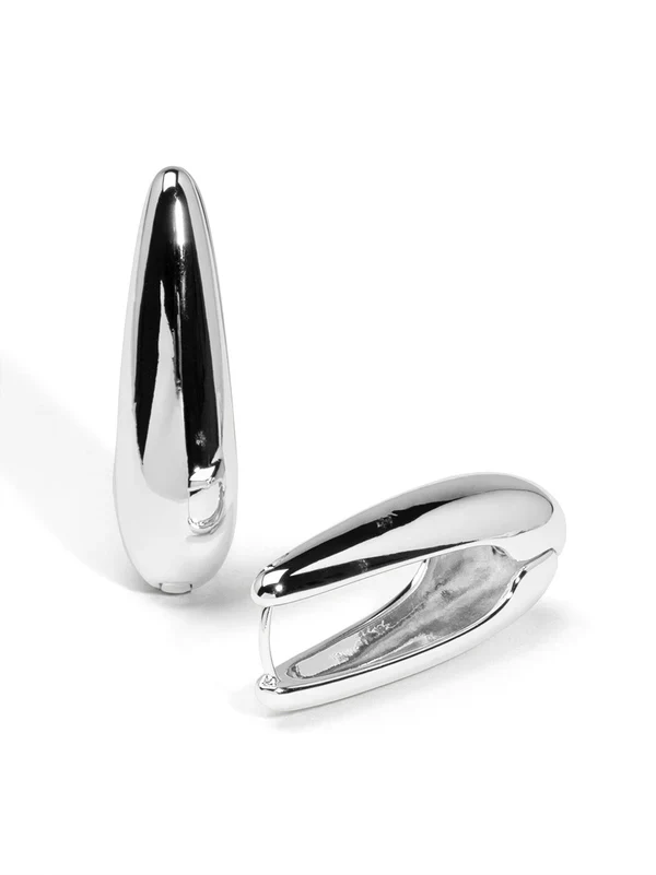 Mega Teardrop Hoop Earring-Silver - Image 4