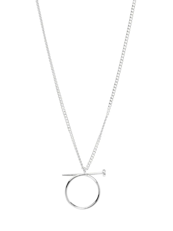 Nail Ring Charm Collar Necklace-Silver - Image 4