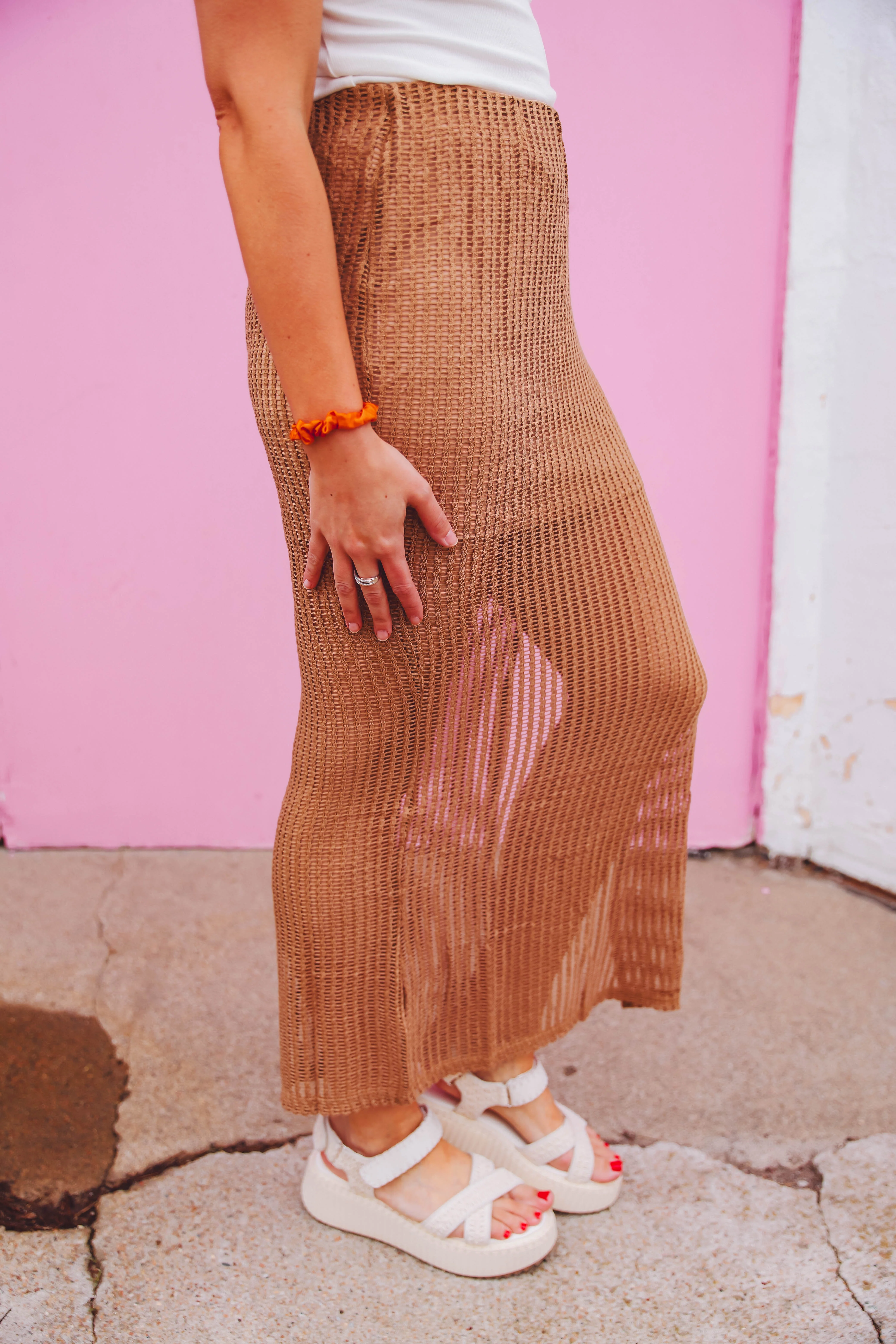 Opal Crochet Maxi Skirt-Taupe - Image 3