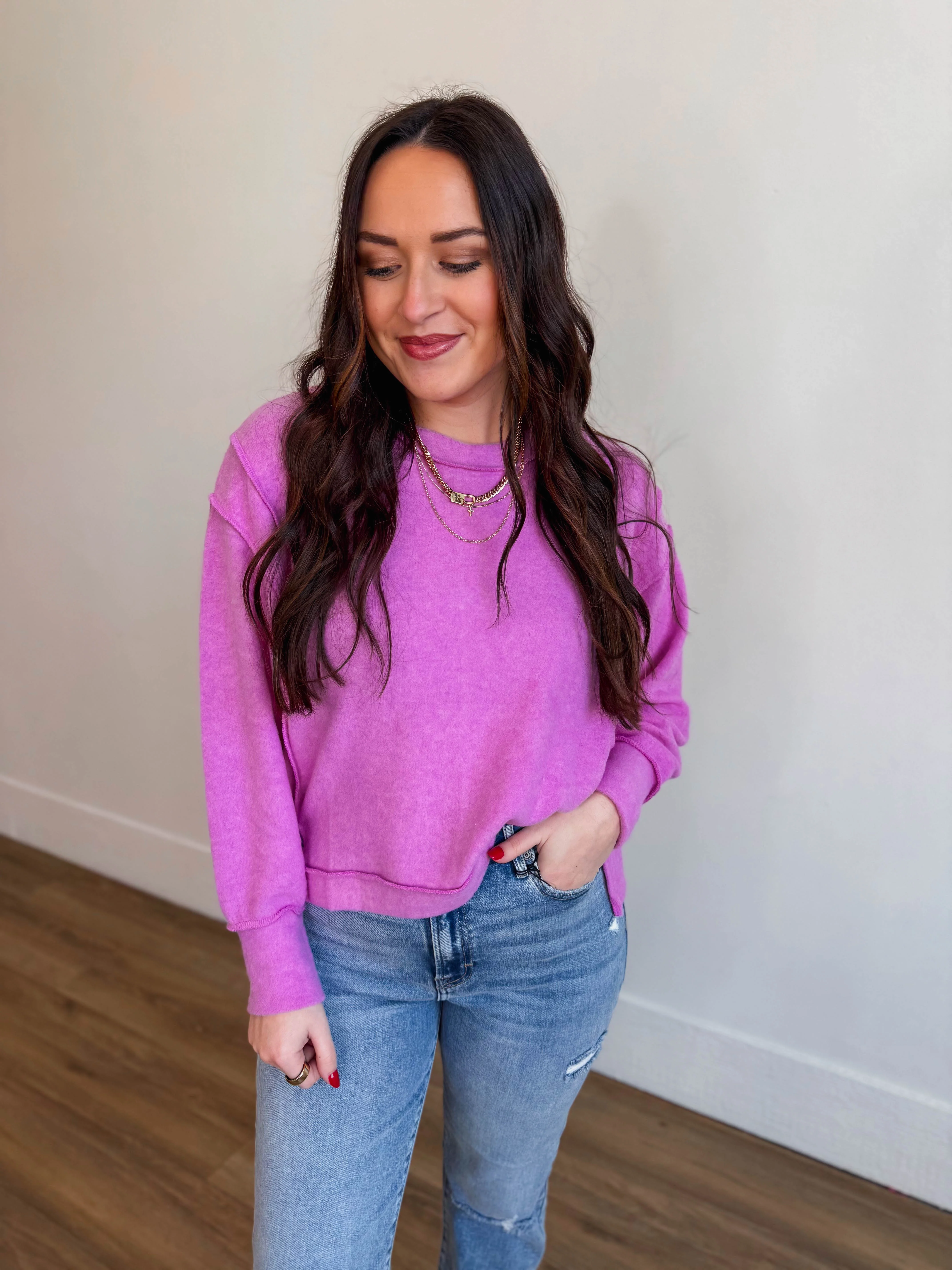 Paige Sweater-Bright Mauve - Image 4
