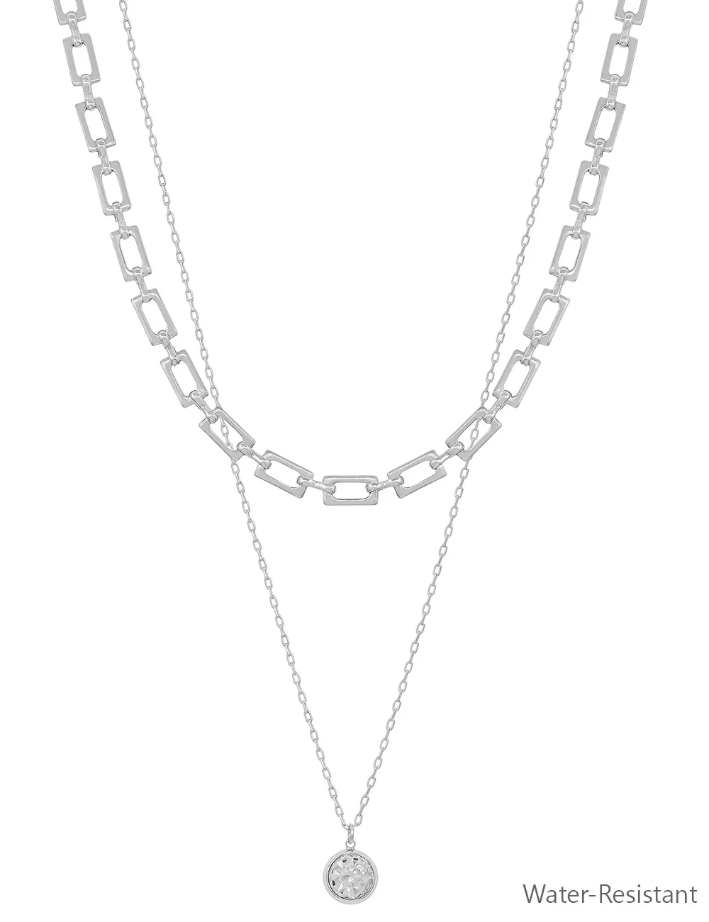 Silver Chain With Rhinestone Charm Necklace - Image 3