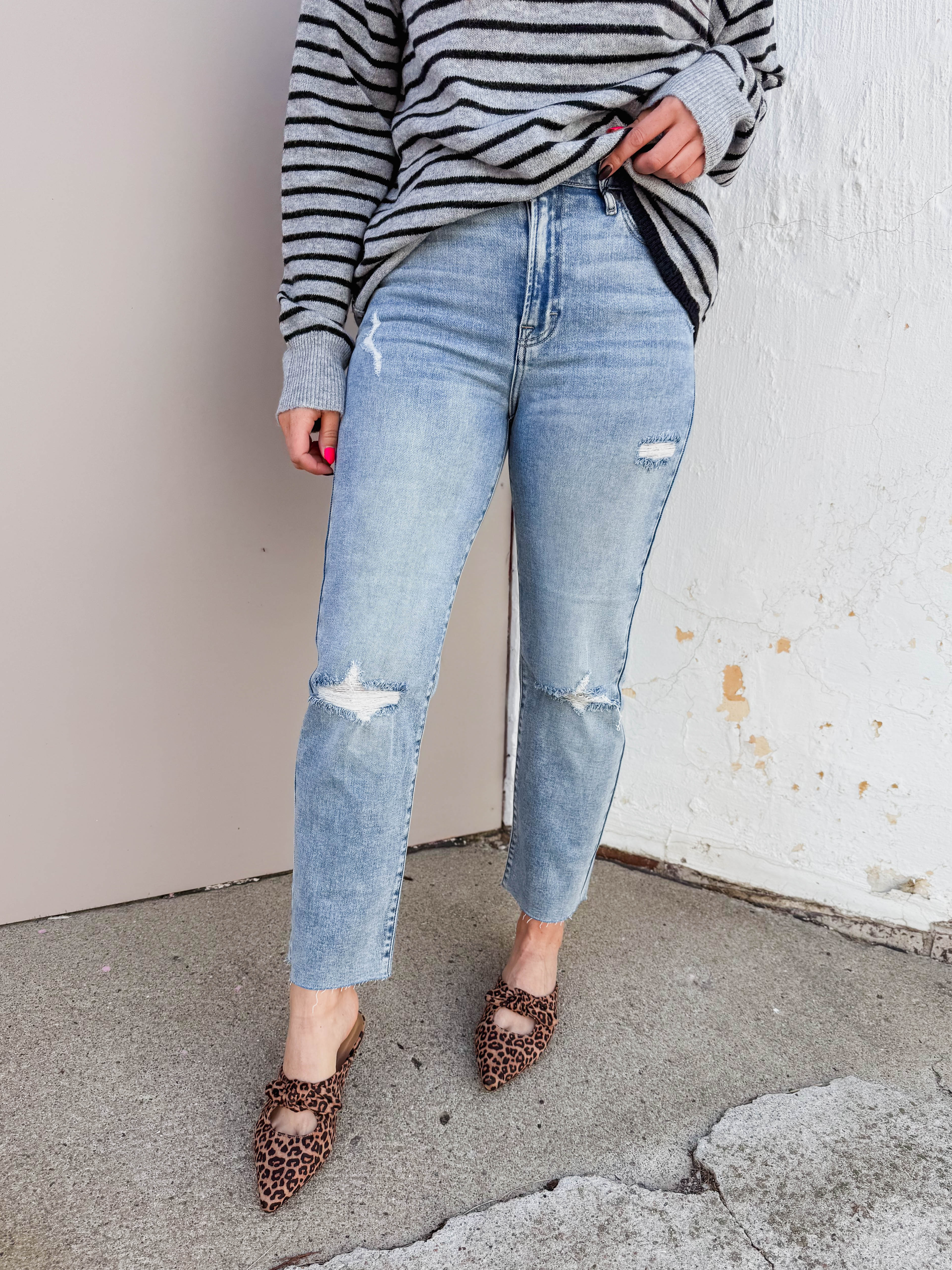 Tracey High Rise Crop Straight Leg Denim - Image 4