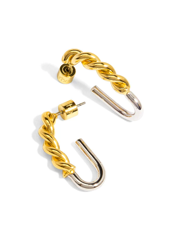 Two Tone Braided Hoop Earring - Image 3