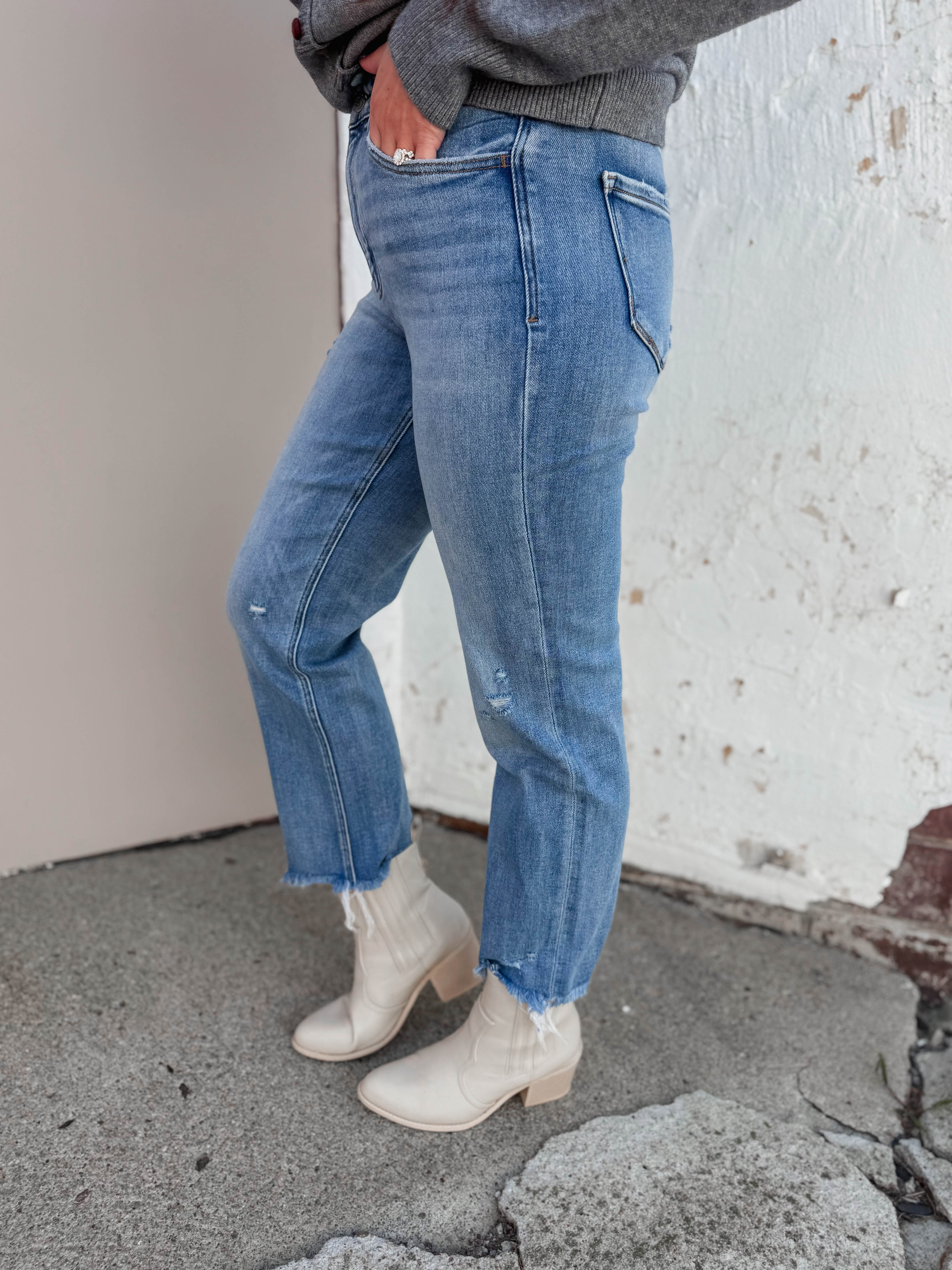 Val High Rise Crop Straight Leg Denim - Image 5